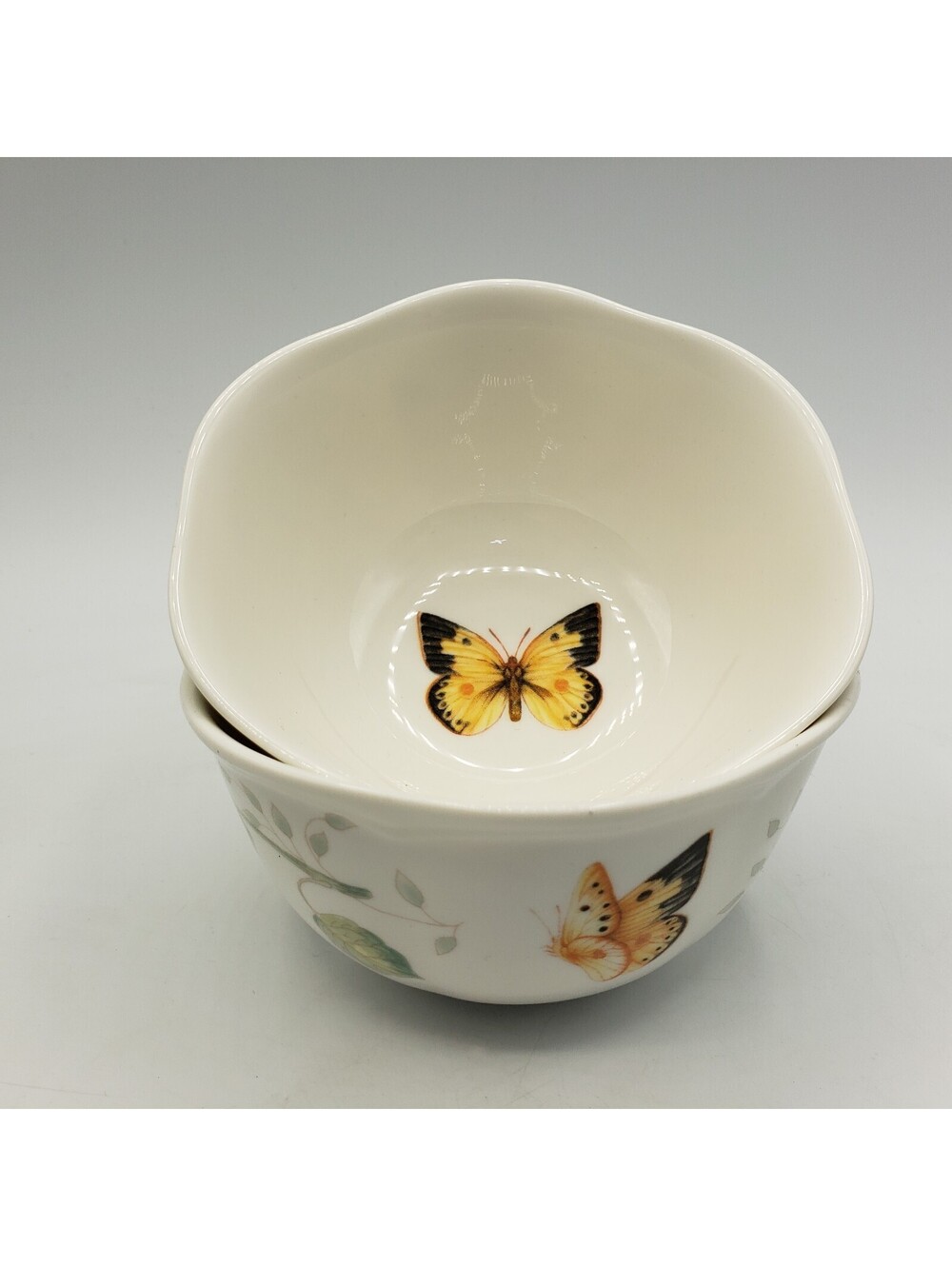 Lenox Butterfly Meadow  Ice Cream Bowls 4 1/2" Fine China Florals QTY 2 Floral